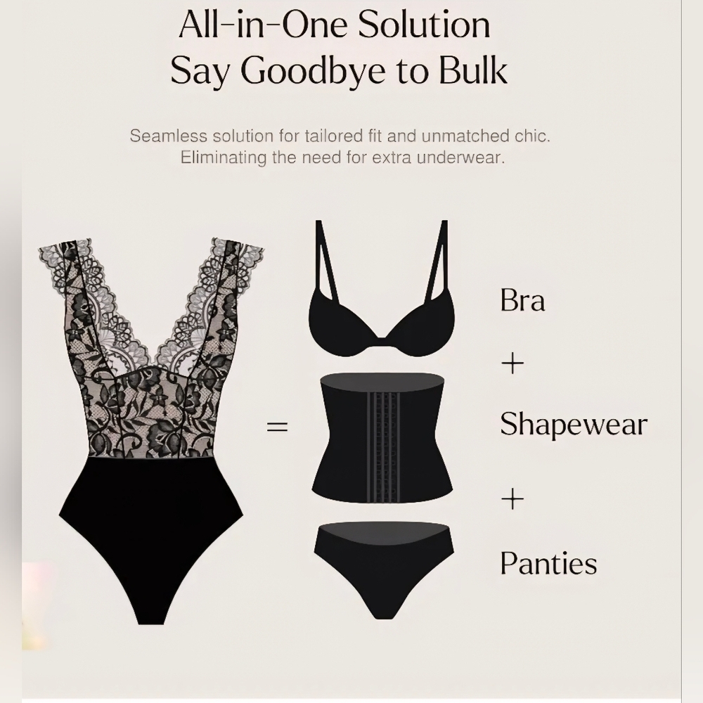 Popilush V-neck Sleeveless Sculpting Lace Bodysuit #510 - Picture 5 of 12